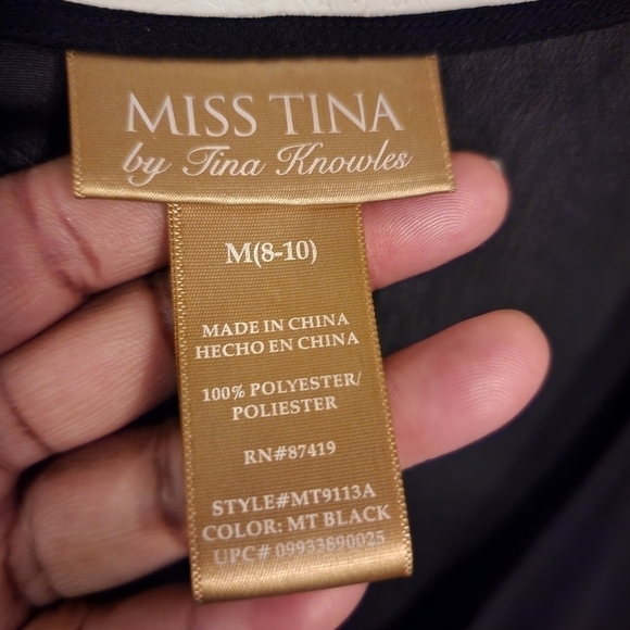 Miss Tina Boho Black Short Sleeve Flutter Blouse Size M - Picture 3 of 6